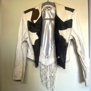 Vintage Leather Tassle Cowhide Western fringe jacket